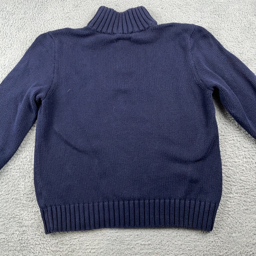 Polo Ralph Lauren Sweater Mens Large Navy Blue 1/4 Zip Cotton Chunky Knit - Picture 3 of 8